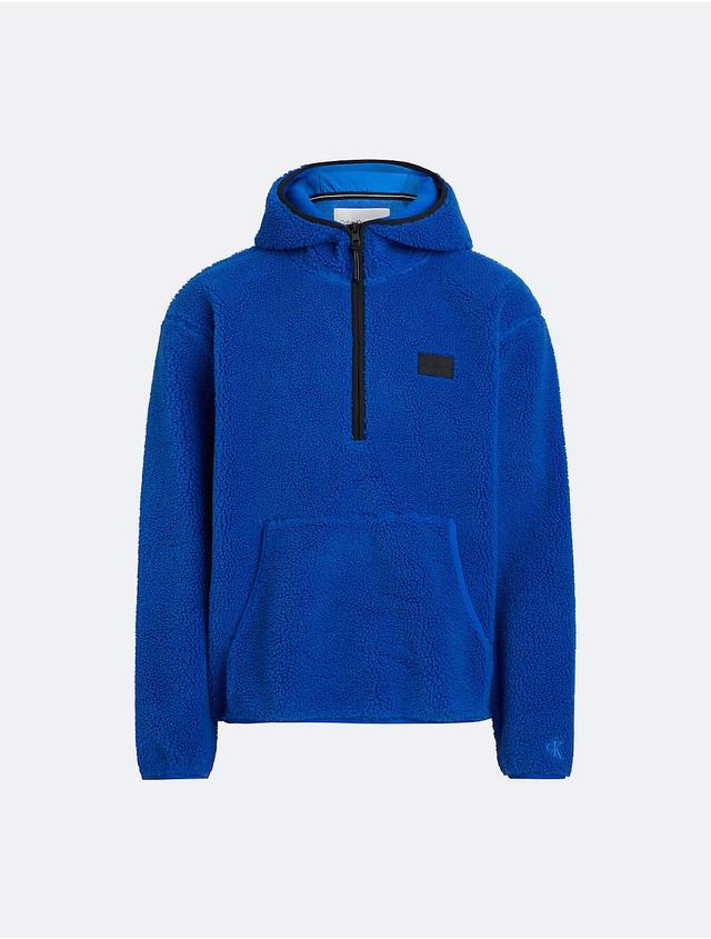 Calvin Klein Mens Sherpa Half Zip Hoodie - Blue - XL Product Image