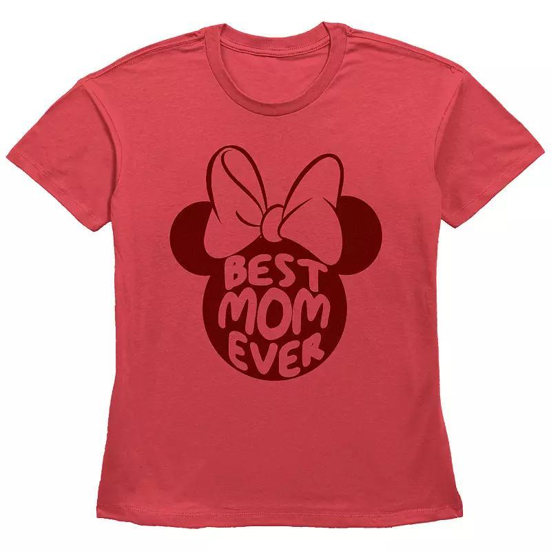 Disneys Minnie Mouse Juniors Best Mom Ever Bow Silhouette Graphic Tee, Womens Product Image