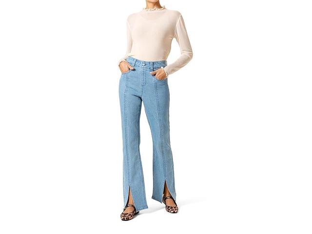 Hue High Rise Split Front Straight Leg Jeans in Classic Light Product Image