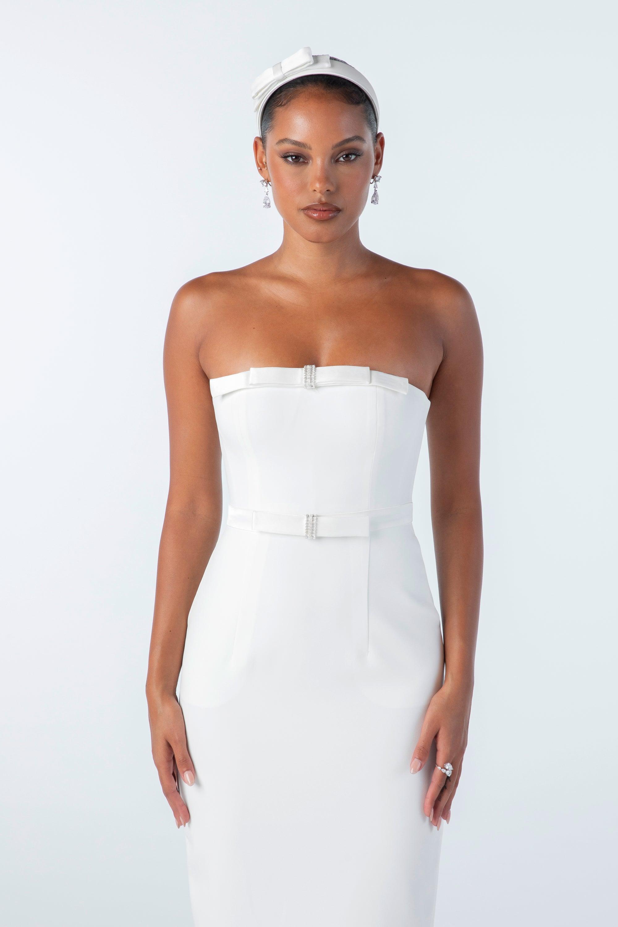 Demi Bow Dress (White) Product Image