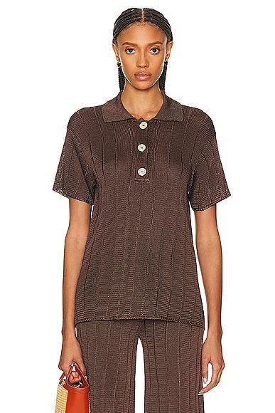 Calle Del Mar Short Sleeve Wide Rib Polo Top Product Image