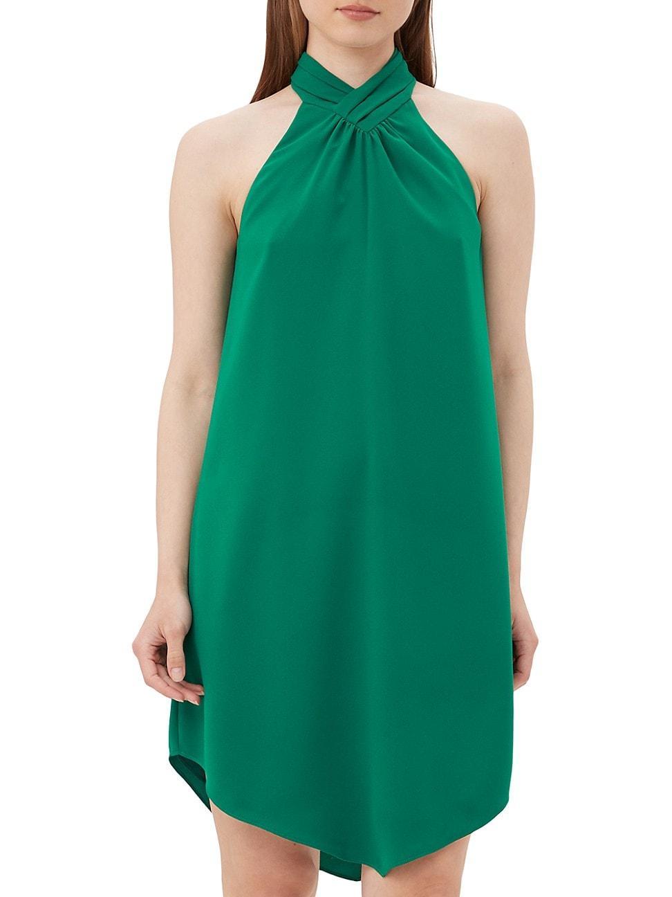 Trina Turk Hiroto Woven Halter Neck Sleeveless High-Low Hem Shift Dress Product Image