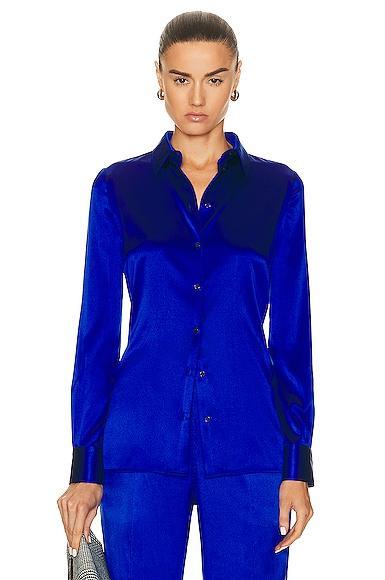 TOM FORD Stretch Classic Shirt in Royal Product Image