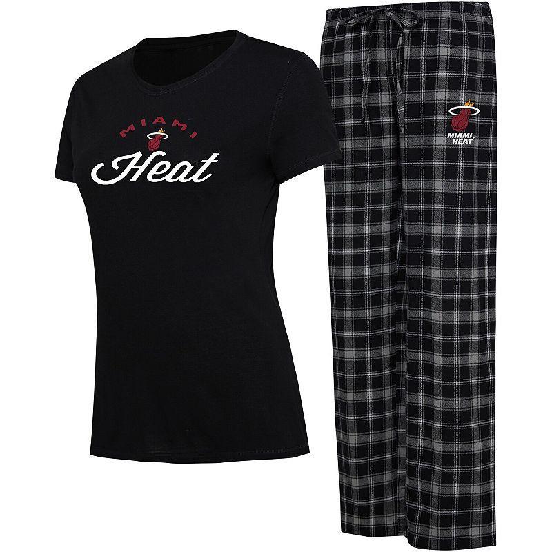 Womens College Concepts /Gray Miami Heat Arctic T-Shirt & Flannel Pants Sleep Set Product Image