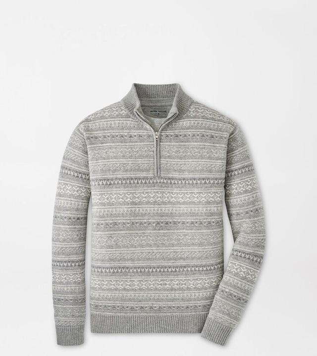 Peter Millar Mens Silverton Jacquard Quarter-Zip | Color: Gale Grey | Size: XXL Product Image