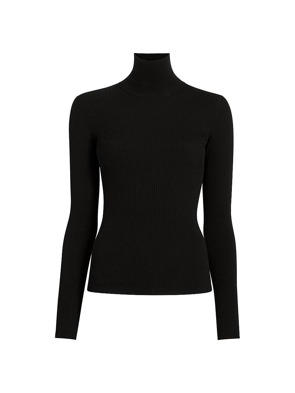 Womens Ribbed Wool-Blend Turtleneck Top Product Image