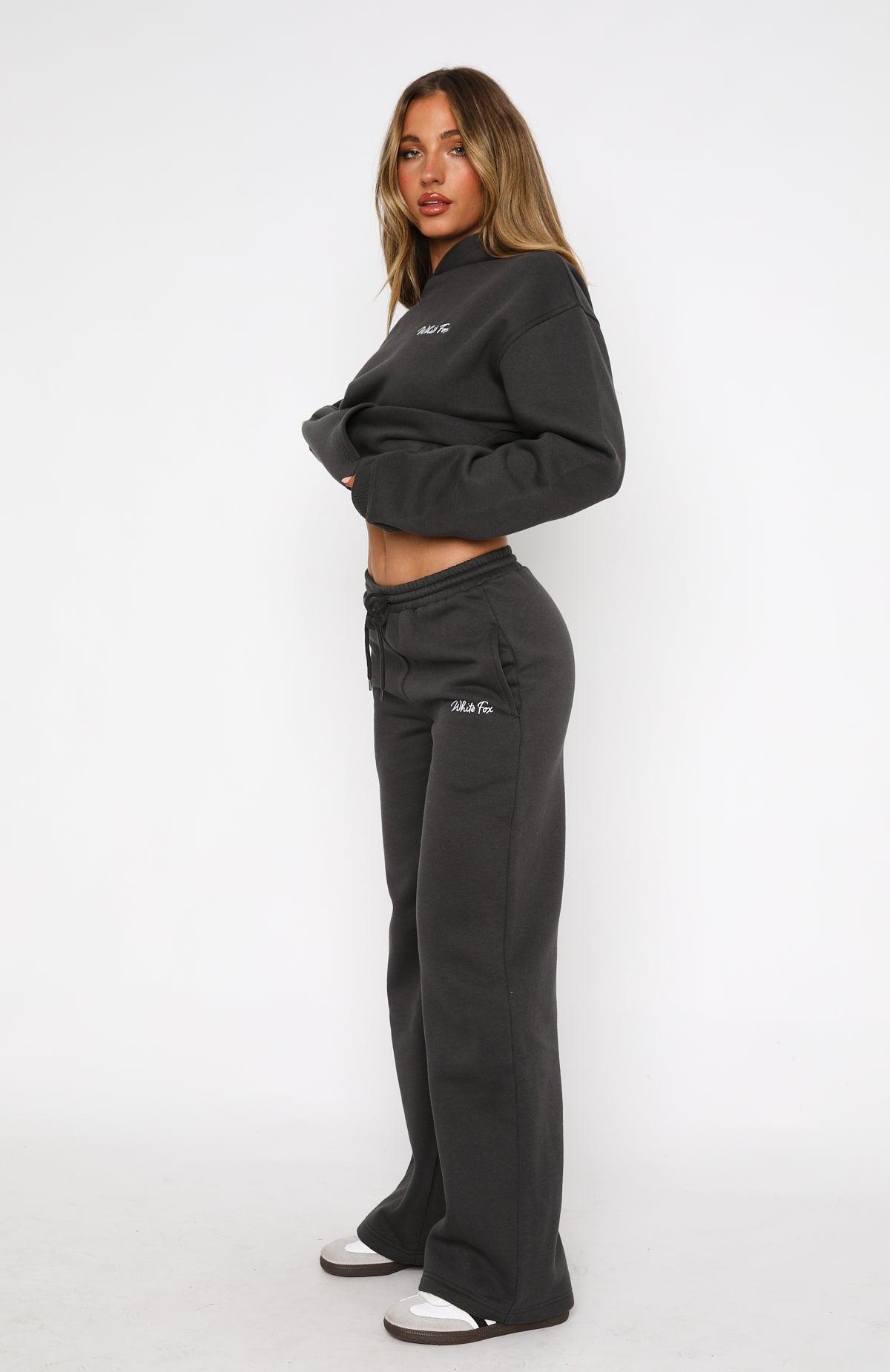 Match Your Words Wide Leg Sweatpants Charcoal Product Image