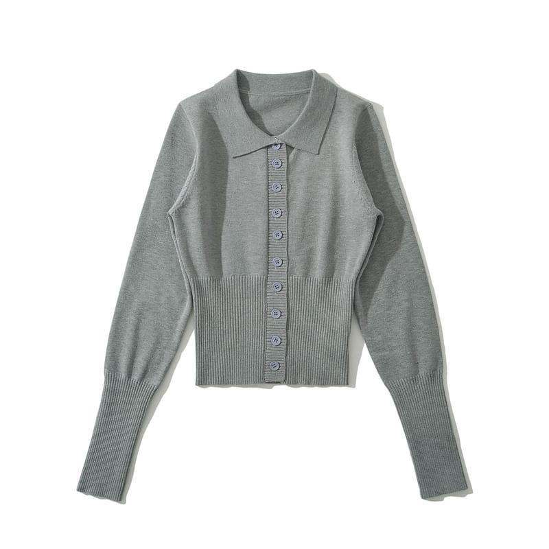 Collar Plain Cardigan Product Image