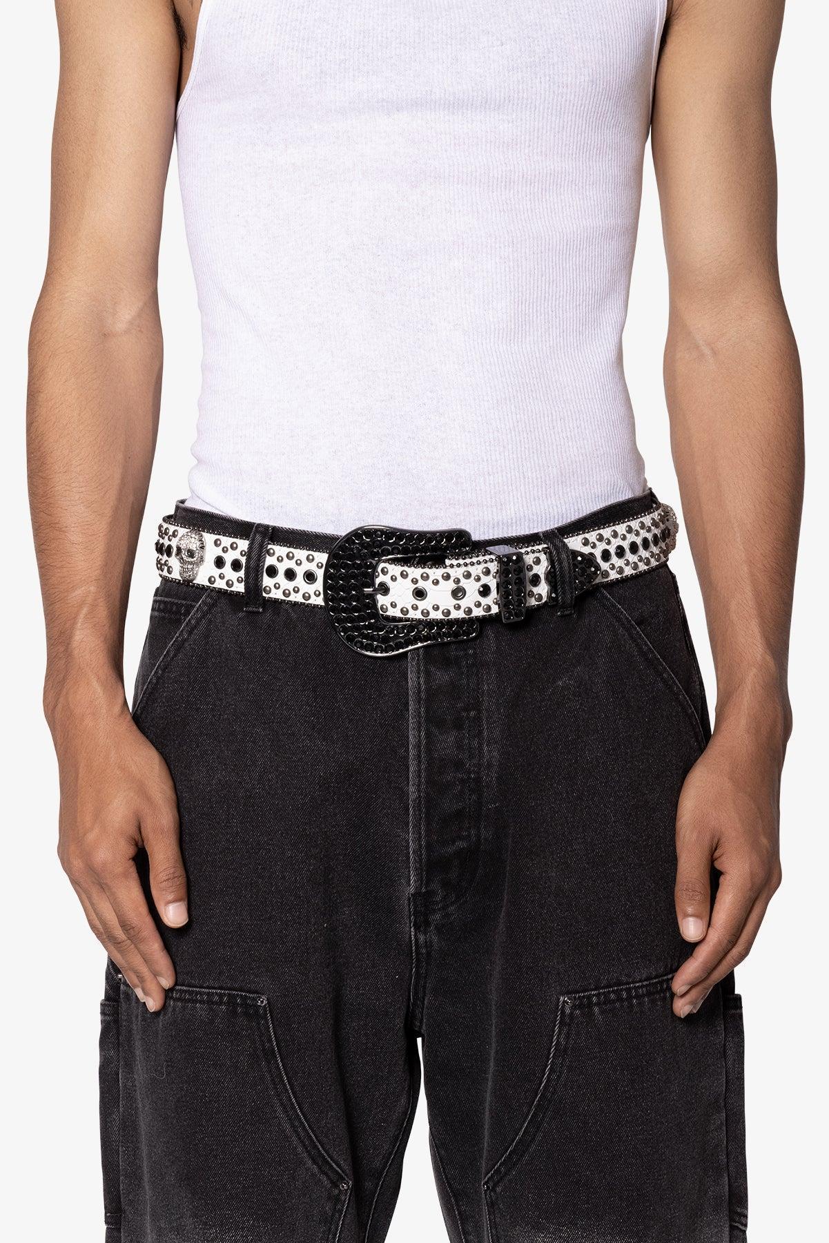 Studded Skull Belt - White Product Image