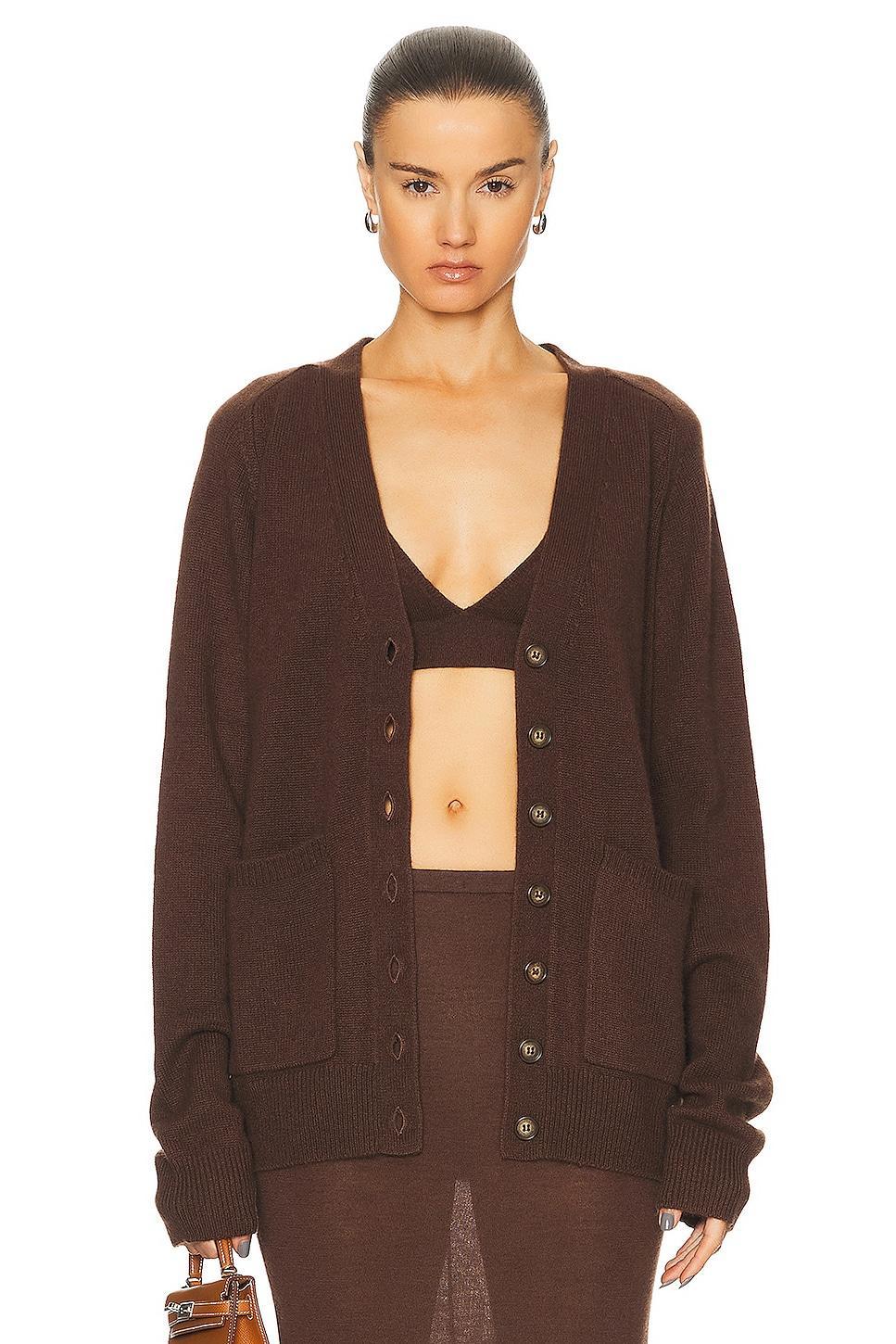 Eterne Theodore Cardigan in Chocolate - Chocolate. Size XS/S (also in M/L). Product Image