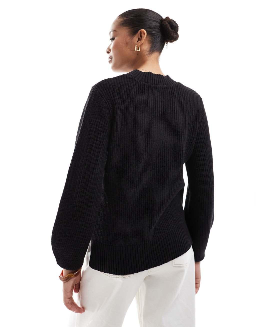 Selected Femme sweater with oversized sleeves in black Product Image