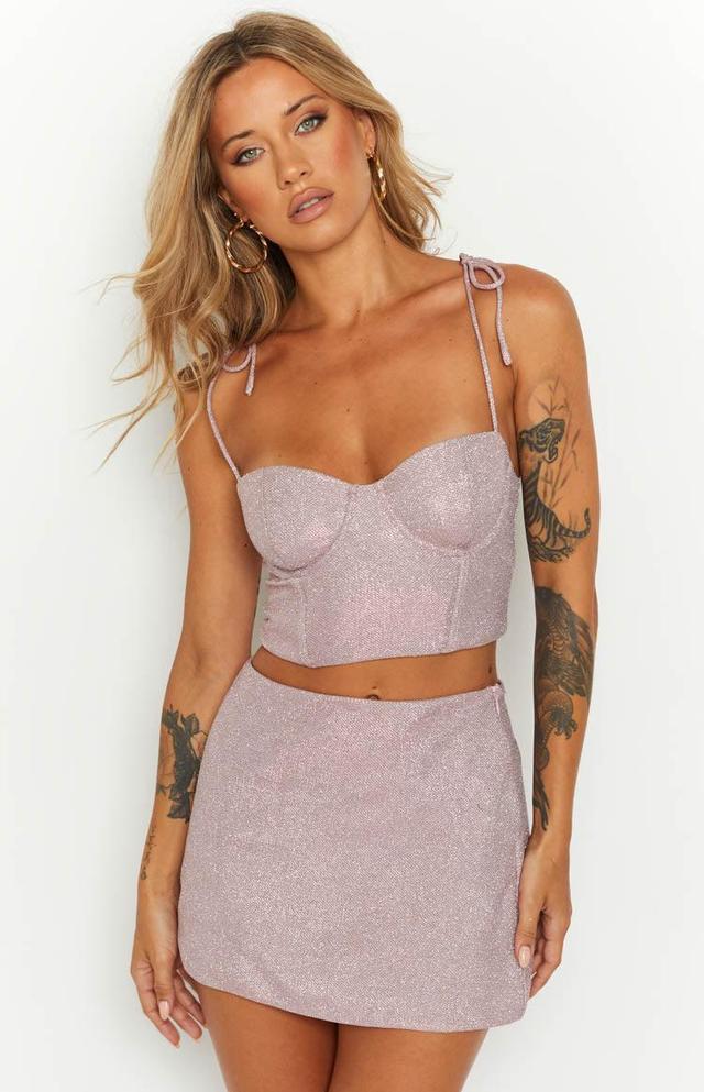 Rosa Pink Sparkle Mini Skirt Product Image