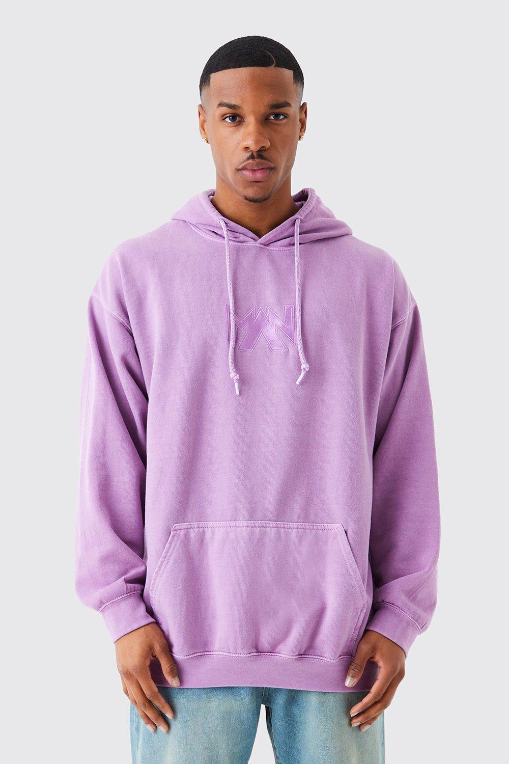 Oversized Washed embroidered hoodie | boohooMAN USA Product Image