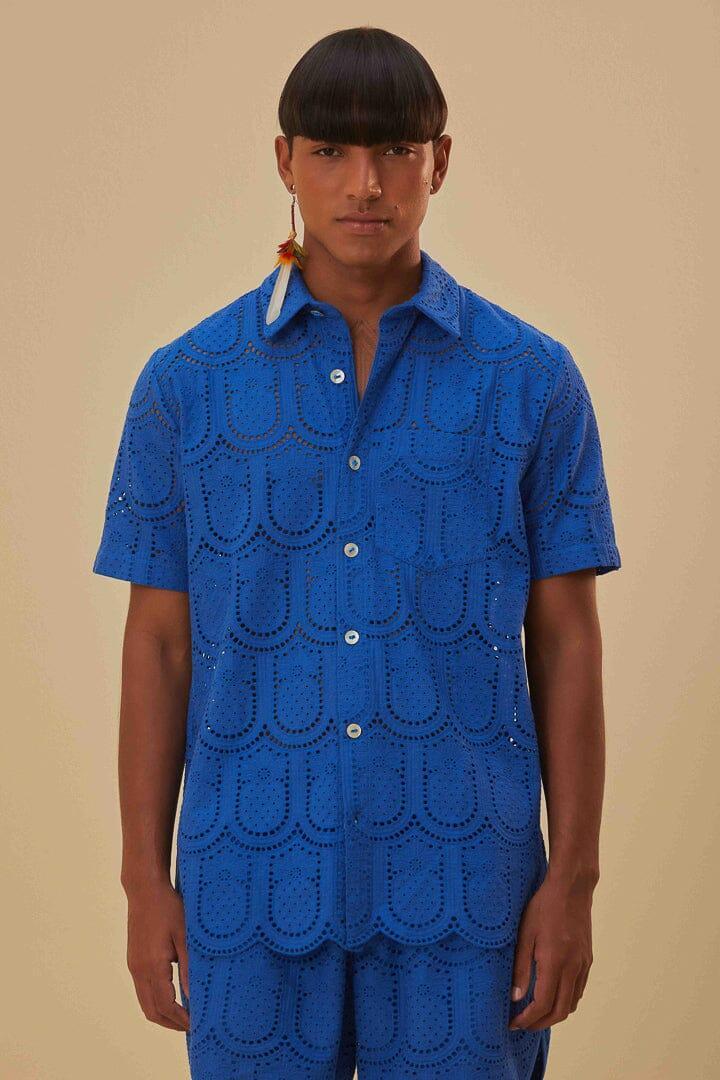 Pineapple Eyelet Shirt, BLUE / S Product Image