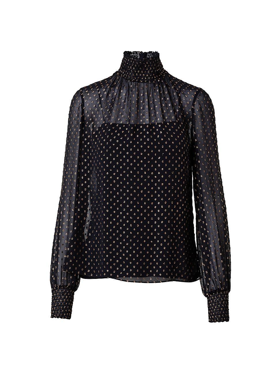 Womens Polka Dot Georgette Blouse Product Image