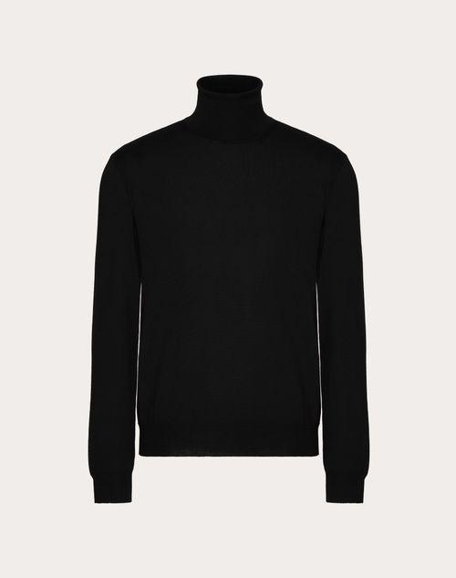 HIGH-NECK WOOL SWEATER WITH VLOGO SIGNATURE EMBROIDERY Product Image