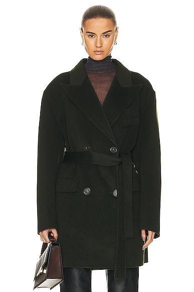 Acne Studios Belted Short Coat in Green Product Image