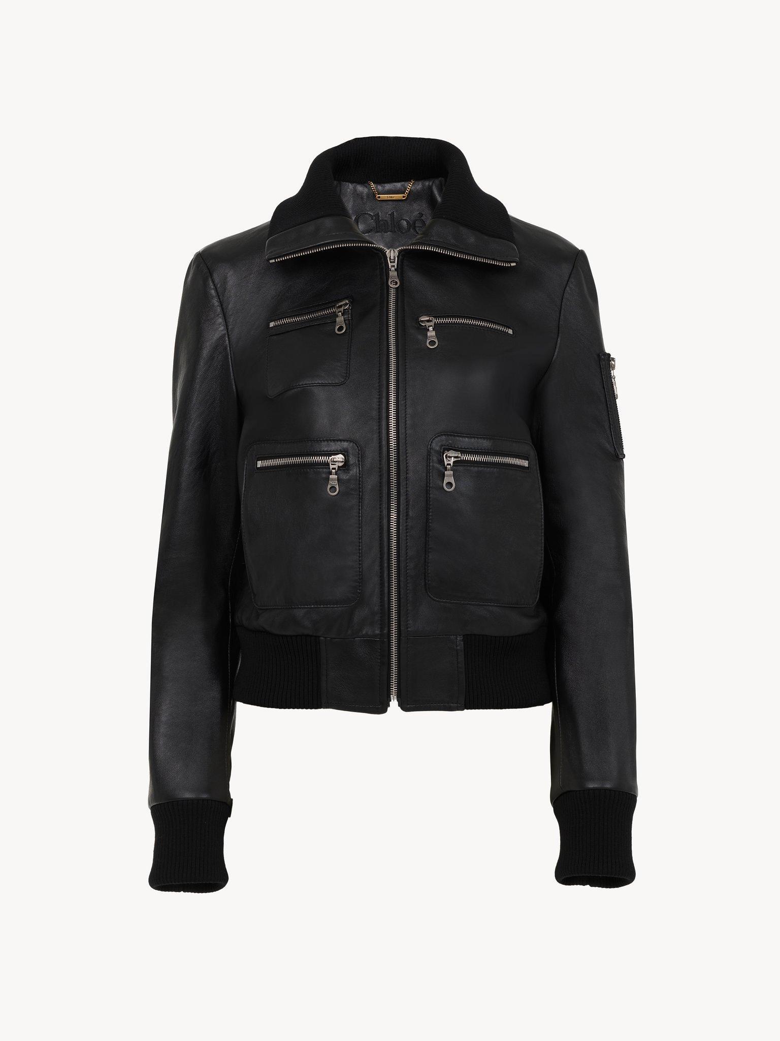 Short blouson in leather Product Image