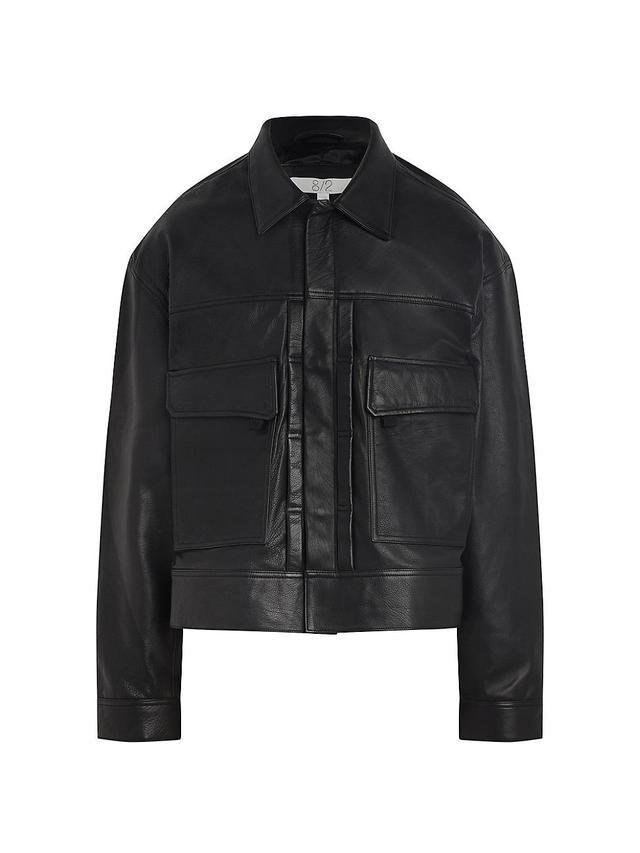 Mens Leather Trucker Jacket Product Image