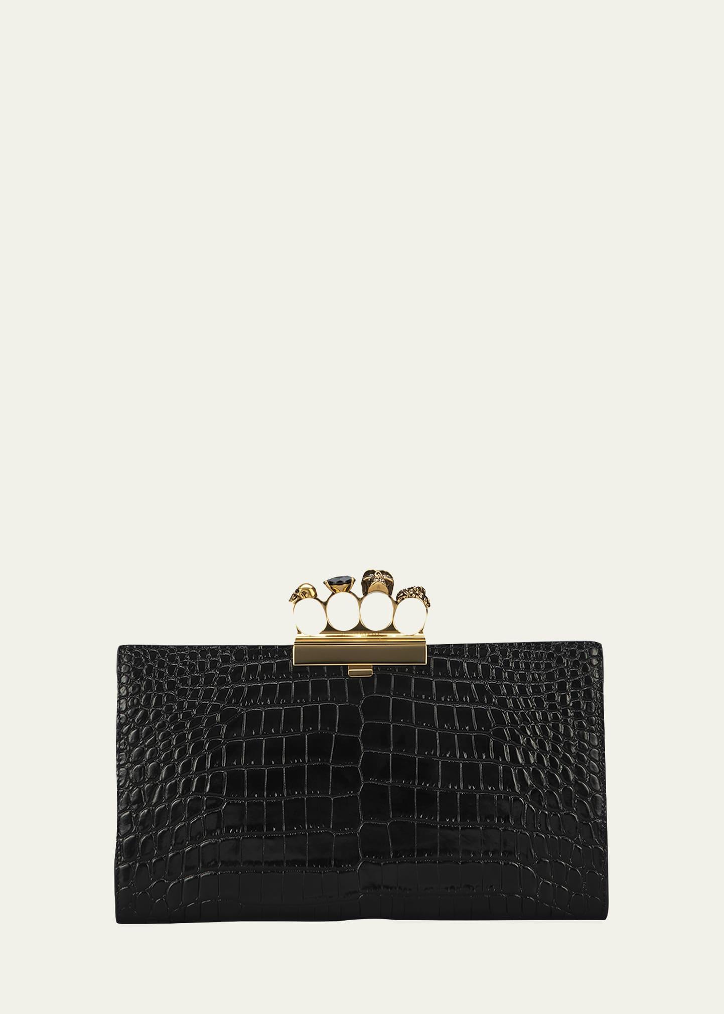 Alexander McQueen Croc Embossed Leather Knuckle Clutch Product Image