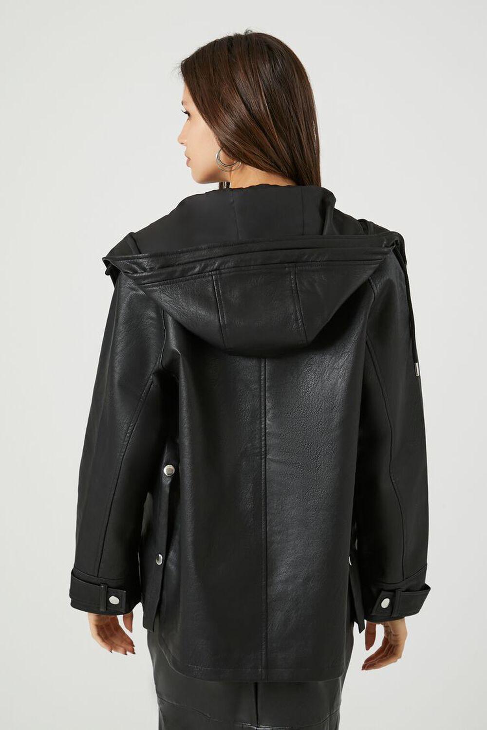 Faux Leather Hooded Jacket | Forever 21 Product Image