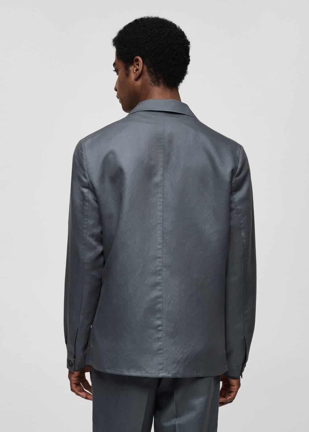 MANGO MAN - Lyocell linen overshirt with pockets petrol blueMen Product Image