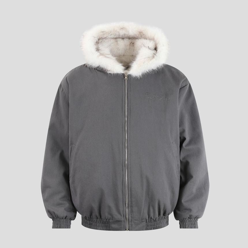 Furry Trim Zip-Up Padded Jacket Product Image