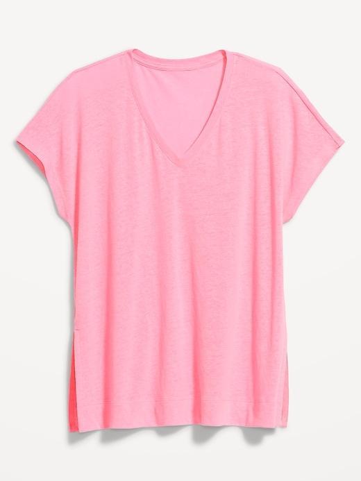 Oversized Linen-Blend Tunic T-Shirt Product Image