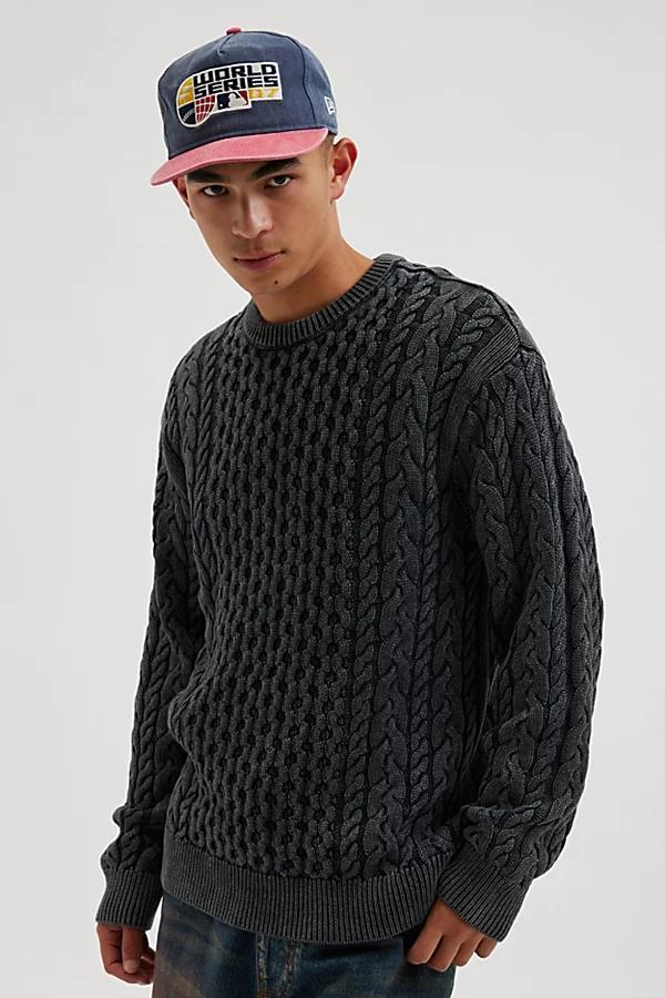 OBEY Faded Wash Crew Neck Sweater Mens at Urban Outfitters Product Image