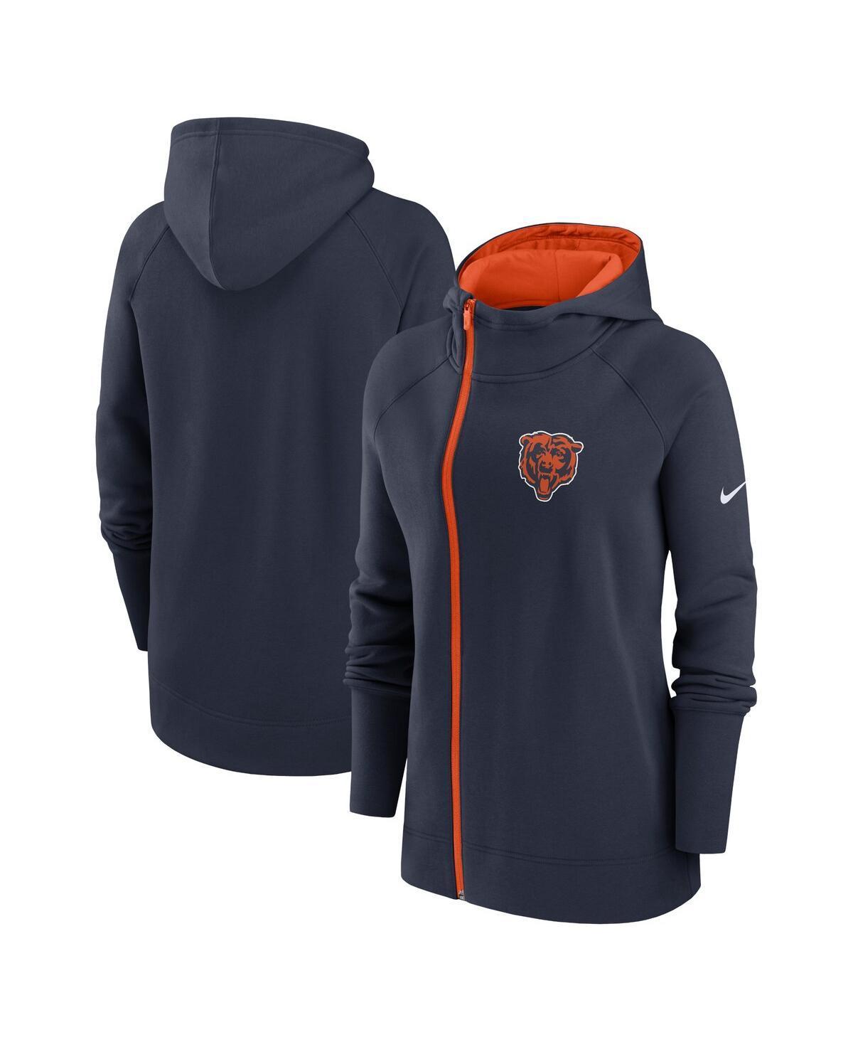 Womens Nike Chicago Bears Asymmetrical Raglan Full-Zip Hoodie Blue Product Image