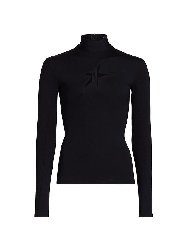 Womens Star Cut-Out Mock Turtleneck Top Product Image