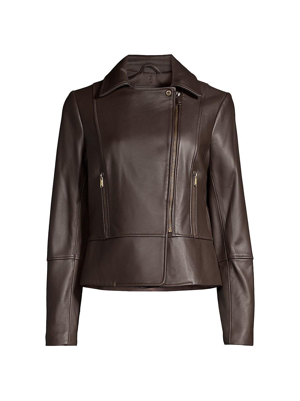 Womens Peplum Leather Jacket Product Image