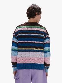 STRIPED CREWNECK SWEATER in blue | JW Anderson US  Product Image