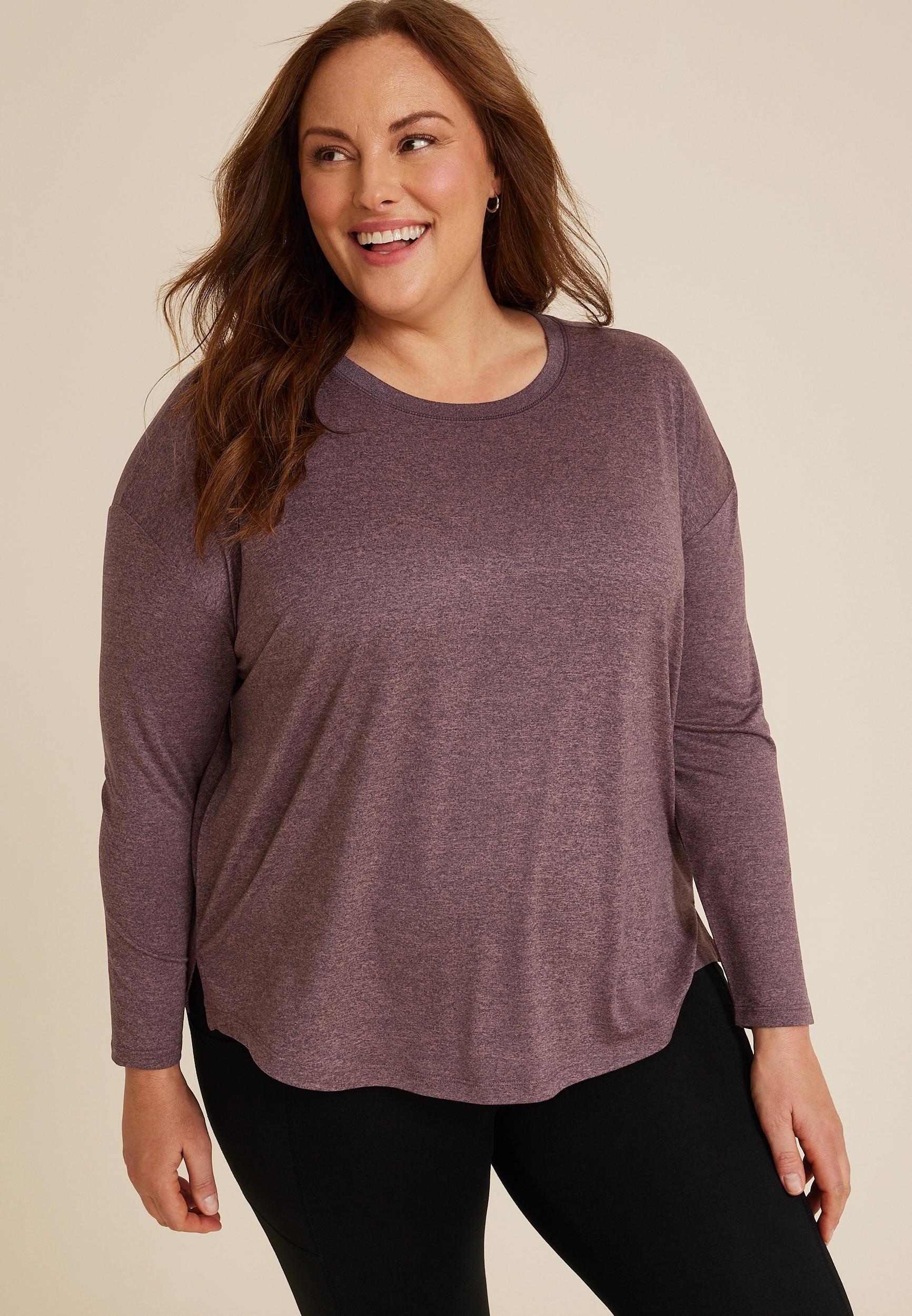 Maurices 4X Plus Size Womens 24/7 Clara Long Sleeve Tee Blue Product Image