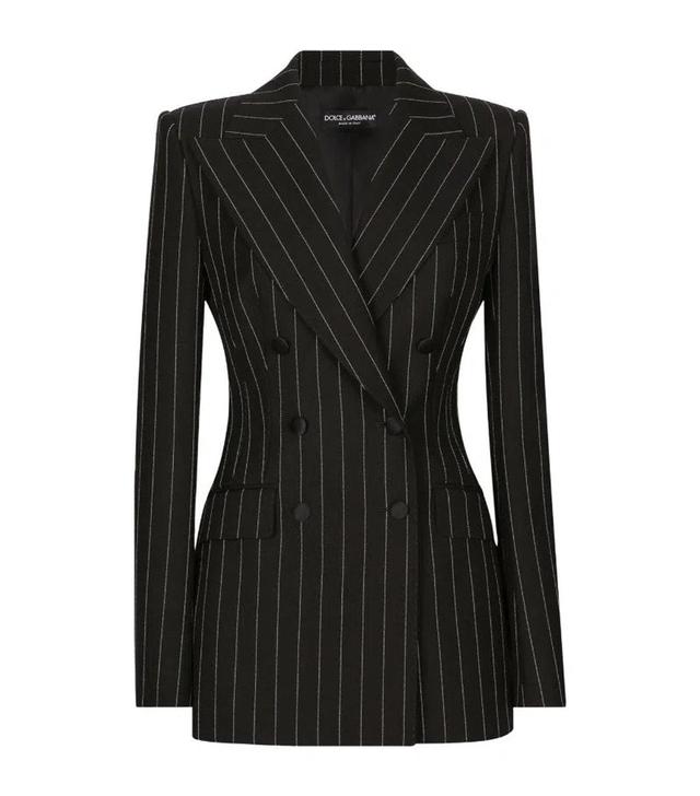 Wool Pinstripe Blazer In Multi Product Image