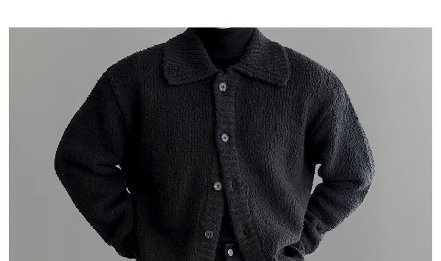 Collar Plain Button Up Oversized Cardigan Product Image