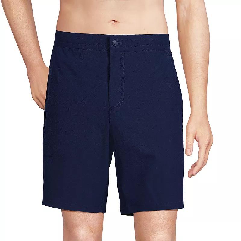 Mens Lands End Shoreline 9-in. Swim Trunks Deep Blue Product Image