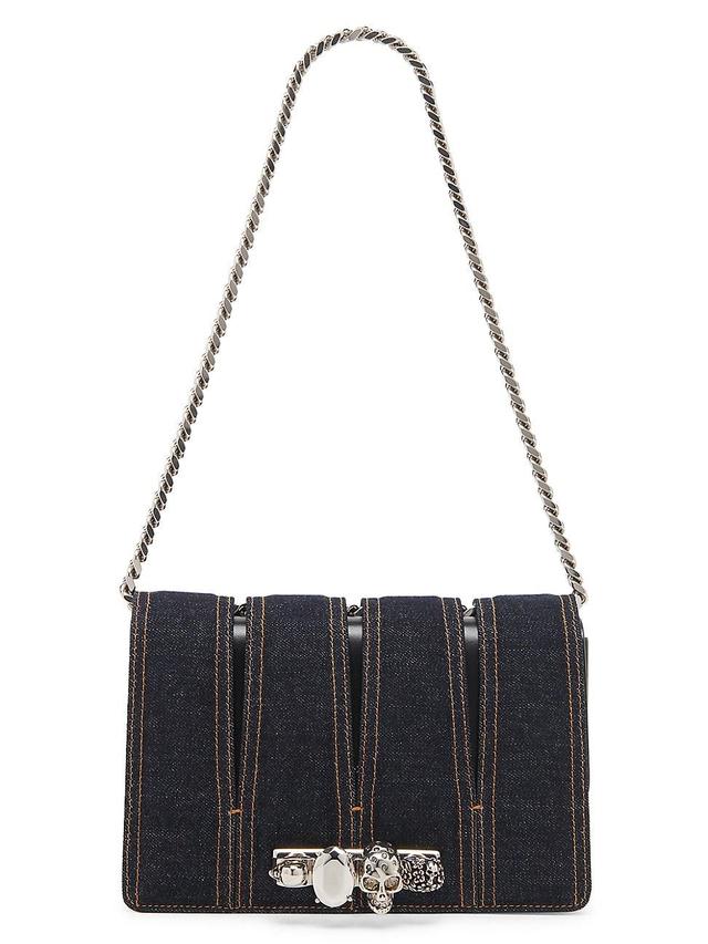 Alexander McQueen Slash Cutout Knuckle Denim Crossbody Bag Product Image