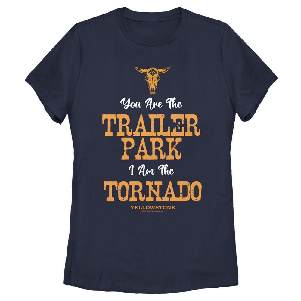 Women's Yellowstone You Are The Trailer Park, I'm A Tornado  T-Shirt - Navy Blue - Large Product Image