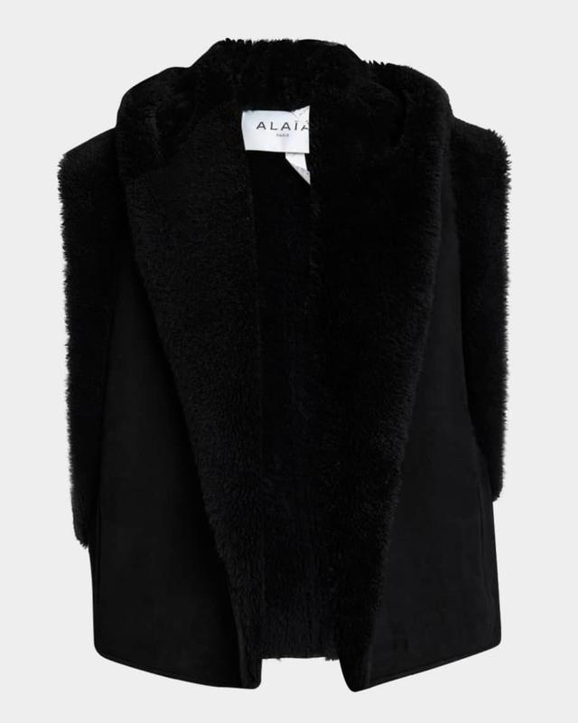 Sheep Shearling Hooded Vest Product Image