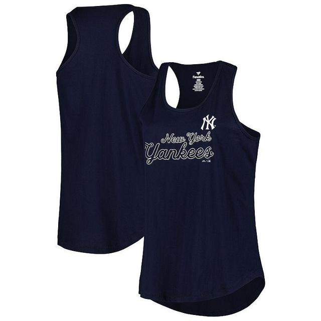 Womens New York Yankees Plus Size Scoop Neck Racerback Tank Top Blue Product Image