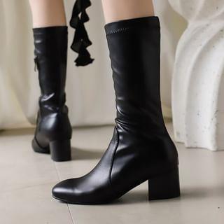 Chunky Heel Mid-Calf Boots Product Image