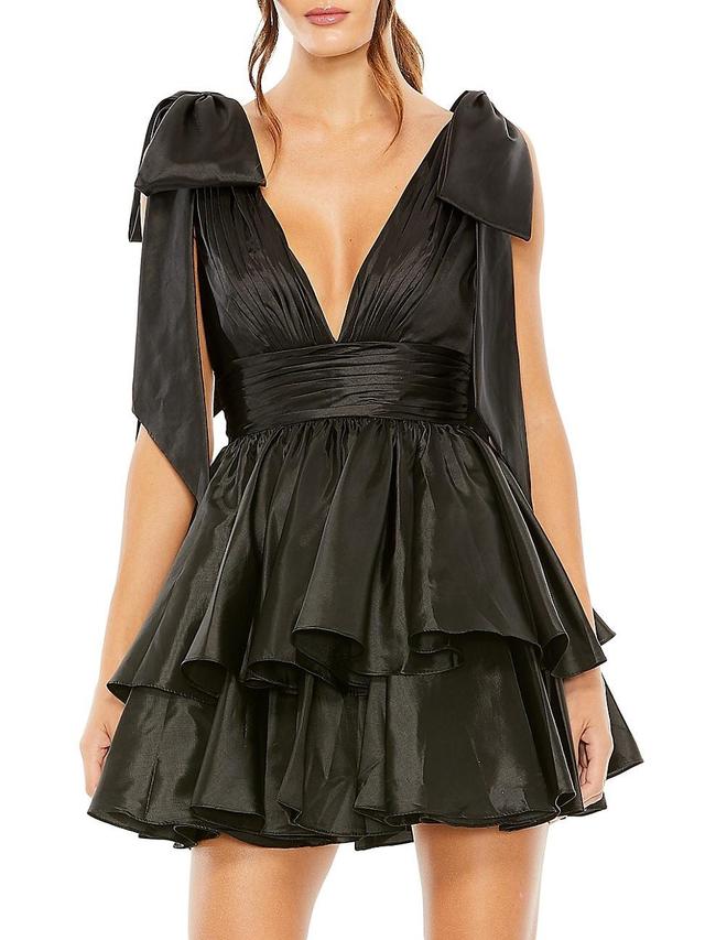 Womens Bow-Shoulder Ruffled Minidress Product Image