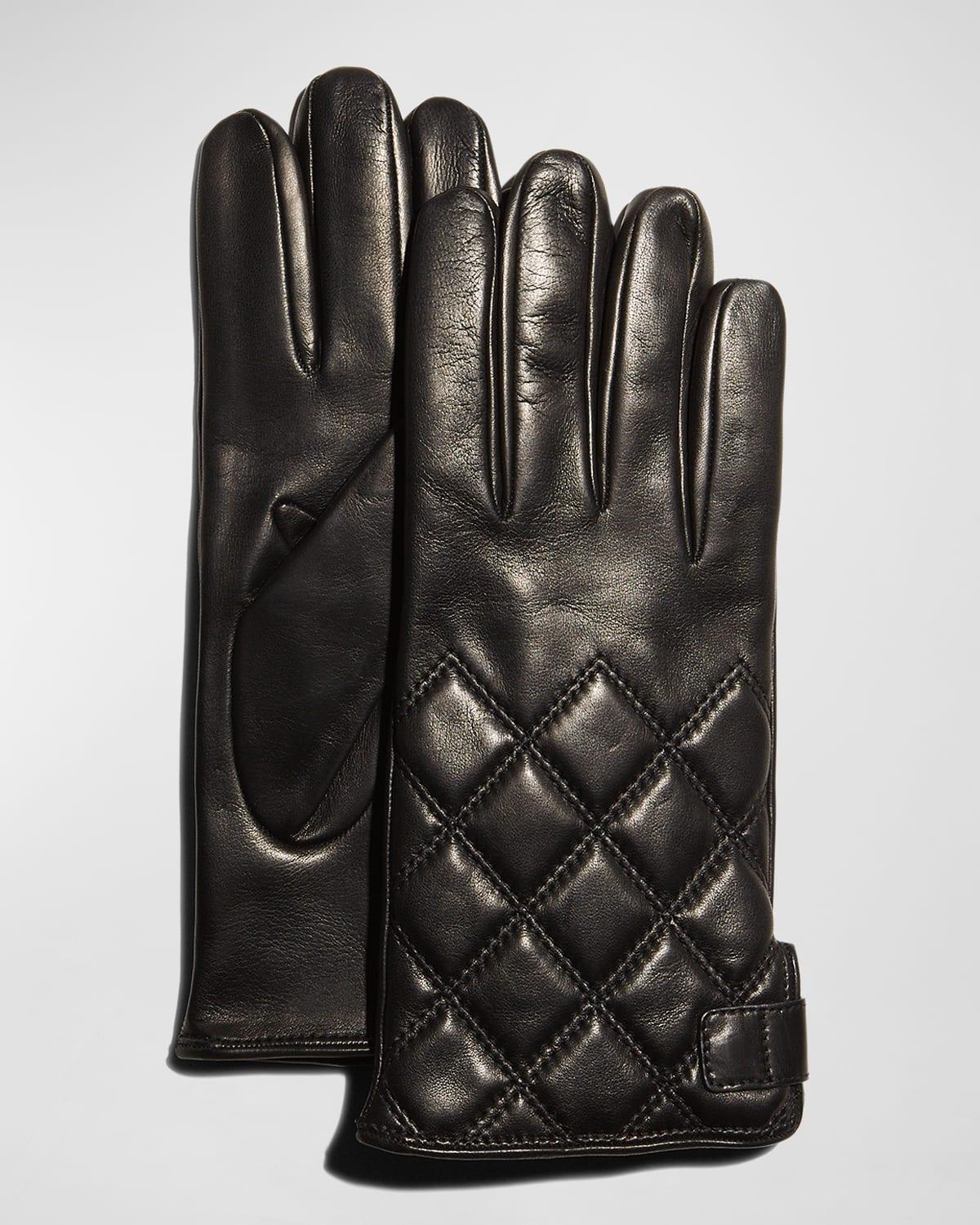 Mens Quilted Napa Snap Gloves with Cashmere Lining Product Image