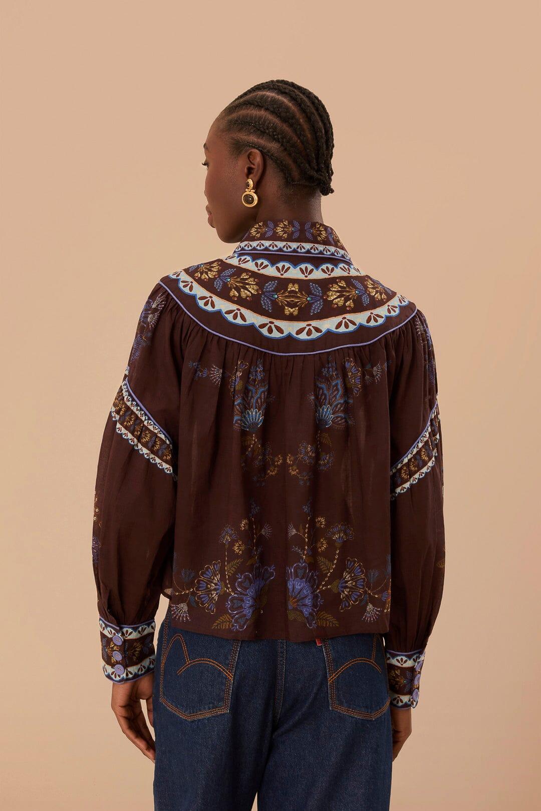 Brown Embroidered Garden Blouse Product Image