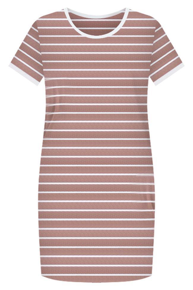 Blissful Days Brown And White Striped T-shirt Dress Product Image