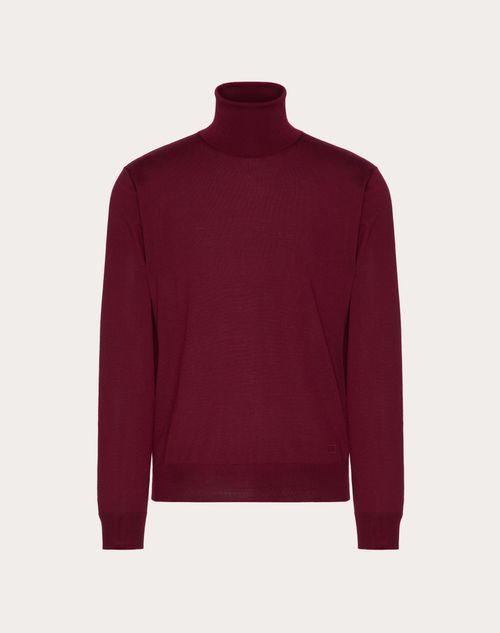 HIGH-NECK WOOL SWEATER WITH VLOGO SIGNATURE EMBROIDERY Product Image