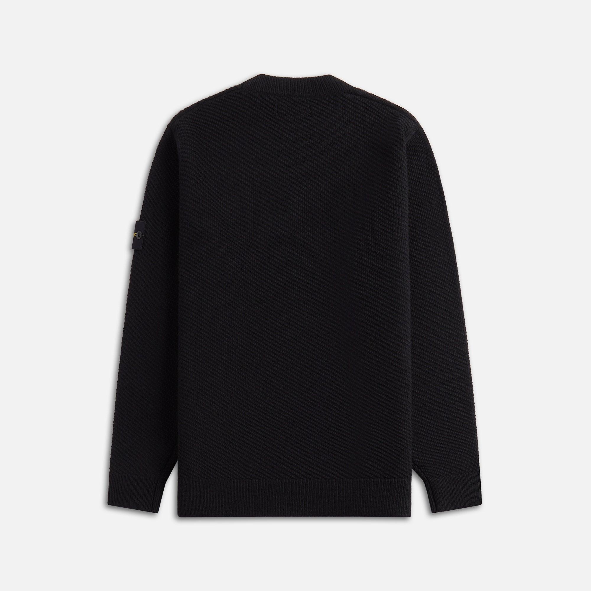 Stone Island Wool Crewneck Sweater - Black Male Product Image