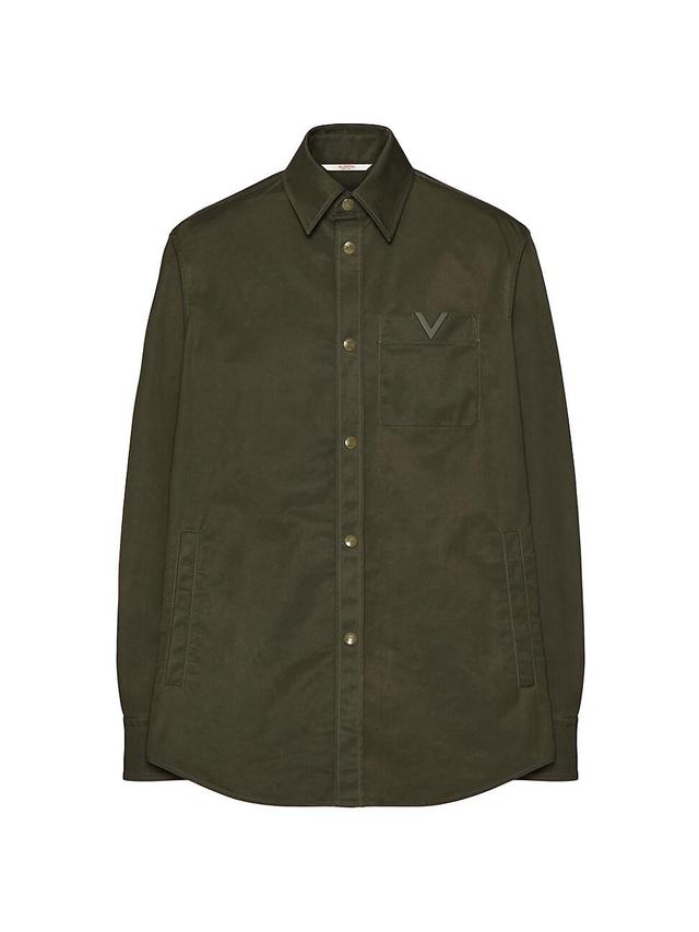 Mens Nylon Shirt Jacket With Rubberized V Detail Product Image