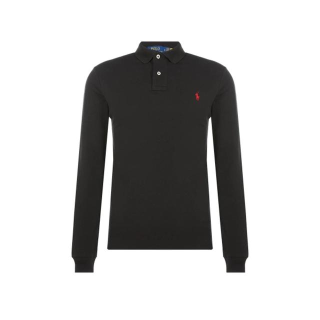 Classic Fit Mesh Long-sleeve Polo Shirt In Polo Black/c3870 Product Image